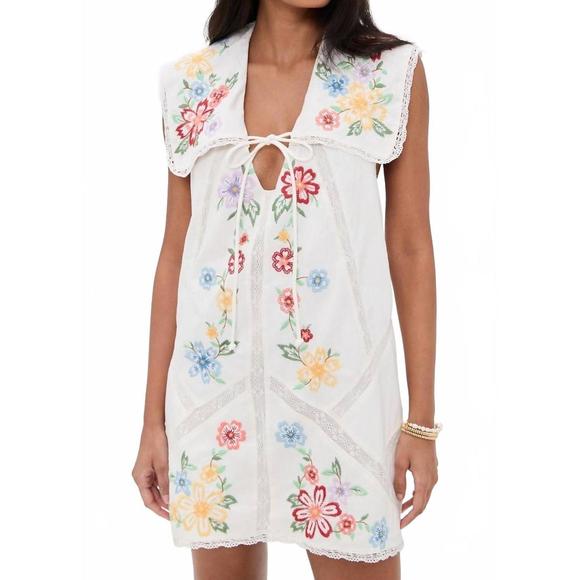 NEW FREE PEOPLE willow emb mini dress in ivory - Picture 1 of 6